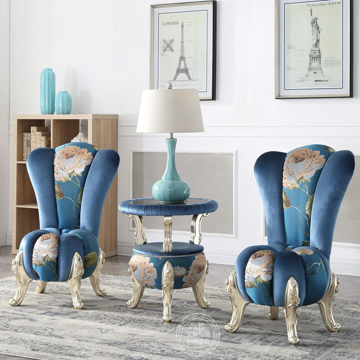 European-Style Leisure Chair Coffee Table Three-Piece Living Room Sofa Couch Balcony Table and Chair Living Room