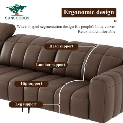 Leather Sofa Electric Recliner Sectional Home Theater Seating Manual Power Reclining Set Genuine Furniture Living Room