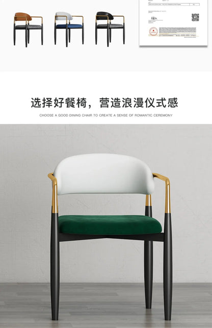 Nordic Light Luxury Dining Chair Creative Design Iron Art Leisure Chair Home Backrest Seatting Negotiation Chair Makeup Stool