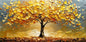 Abstract Golden Tree Prints Oil Painting on Canvas Yellow Life Tree Wall Art Modern Lucky Money Tree Canvas Poster Home Decor