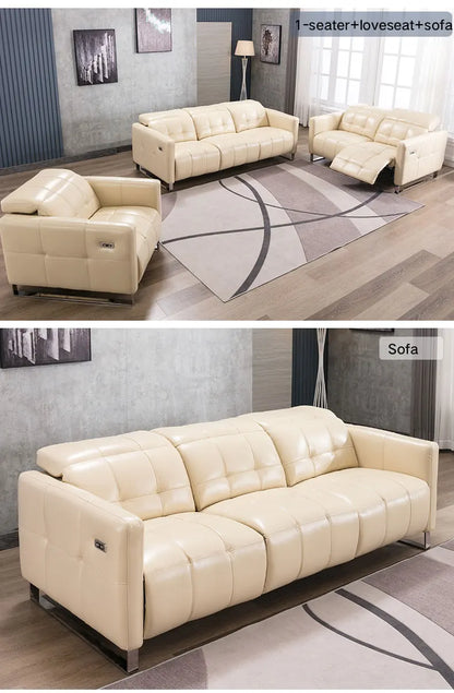 Genuine Leather Recliner Sofa Set,Modern Electric Recliner Sofa Set for Living Room