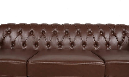 Chesterfield Sofa Classic Tufted Upholstered Leather Couch Modern 3 Seater Couch Furniture with Tufted Back for Living Room