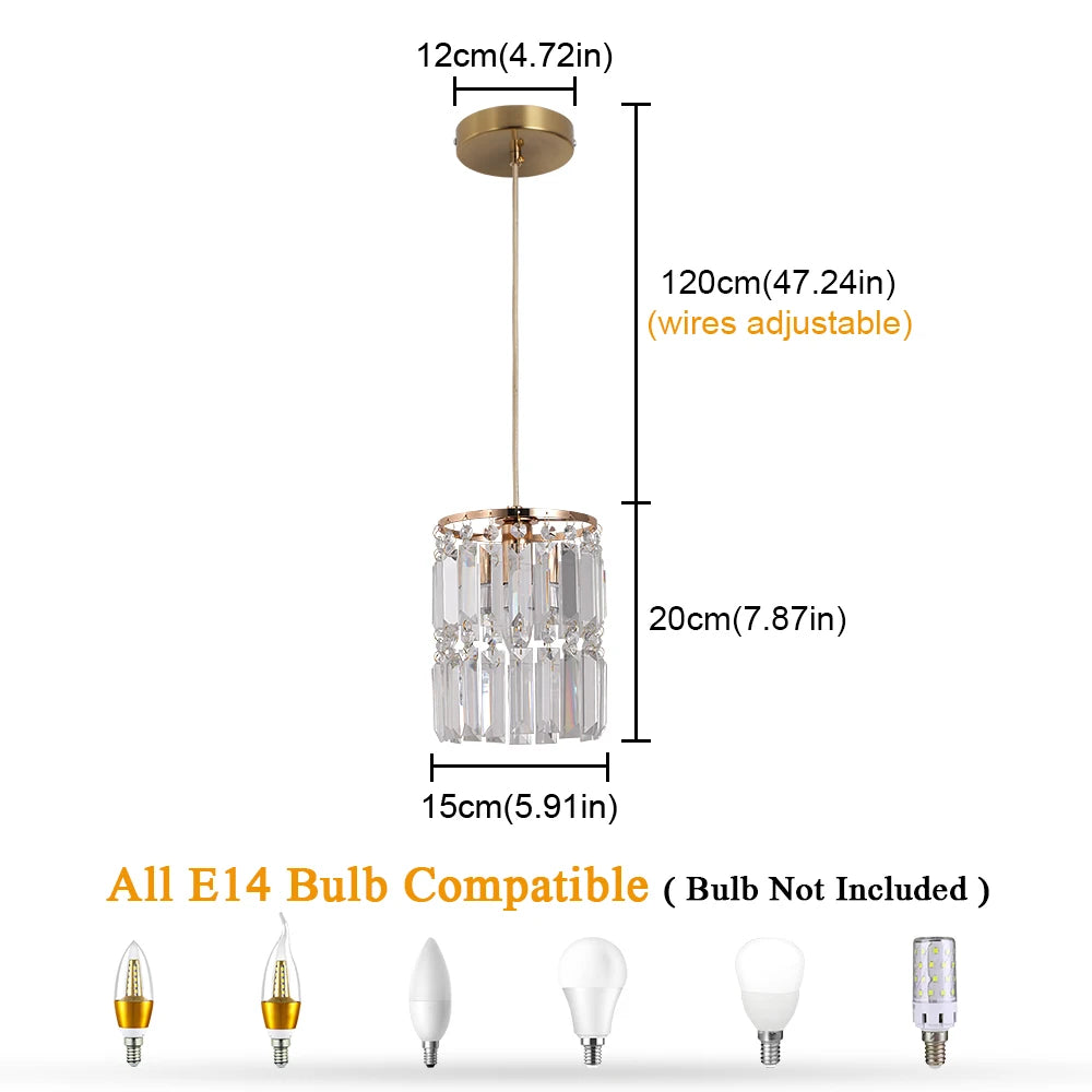 Nordic Copper LED Pendant Light Luxury Crystal Ceiling Lamps Modern Chandelier Lustre Dining Table Bar Kitchen Island Fixtures