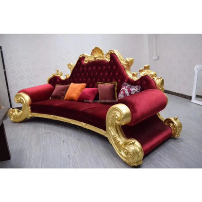 Luxury Living Room Furniture Gold White Fabric Living Room Villa Colorful 3 Seats Dubai Luxury Sofa Set