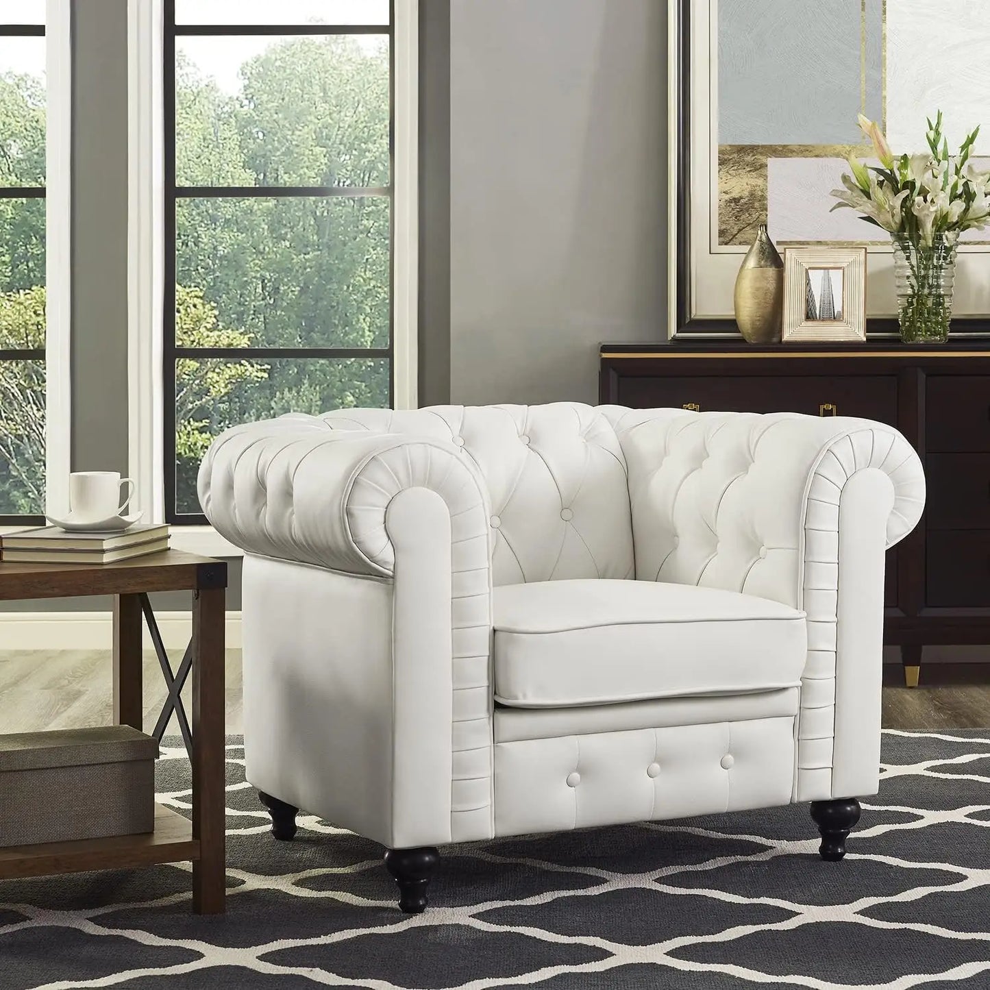 Chesterfield Sofa Set Living Room Chair Juegos Leather Couch Sofa Chair for Bedroom Modern Chesterfield Tufted Leather Chair
