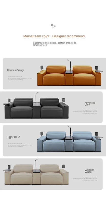 Modern Multifunctional Electric Recliner Sofa Home Theater Video Room Genuine Leather Fabric Wood for Living Video Hall
