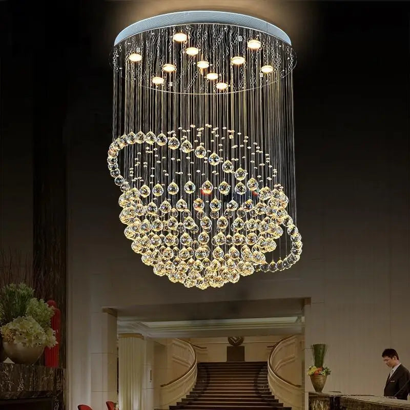 Creative Crystal Chandelier, Hotel Lobby, Restaurant, Duplex Building, Villa, High Ceiling, Living Room, Staircase, Long Chandel
