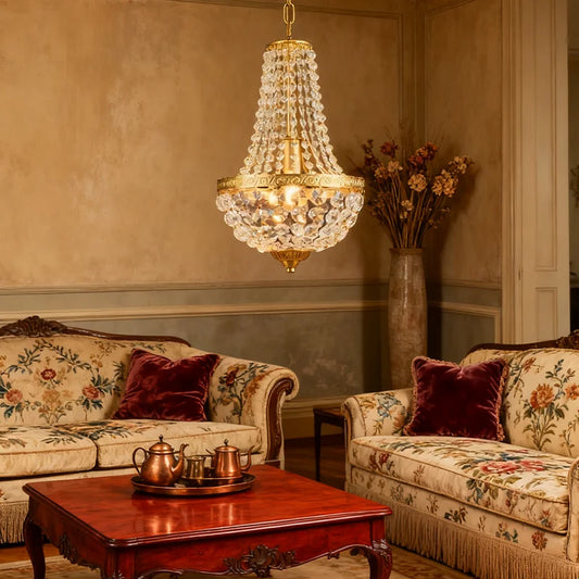 Vintage Crystal Chandelier Industrial Style Lustre Pendant Lamp Dining Living Room Bedroom Decoration Pendant Light No Bulb