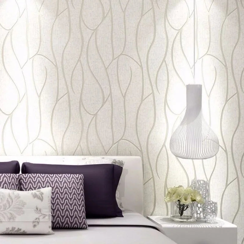 Background Wallpaper Room Decoration Bedroom 3D European Modern Thickened Moisture-proof Curve Stripes Wall Stickers 53cm Home