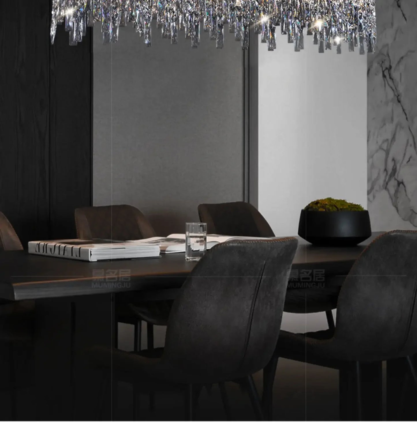 Italy Designer Luxury Chrome Chandelier K9 Crystal for Dining Room Hotel Hall Villa Bar Round Long  Hanging Light Fixture Decor
