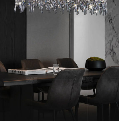 Italy Designer Luxury Chrome Chandelier K9 Crystal for Dining Room Hotel Hall Villa Bar Round Long  Hanging Light Fixture Decor