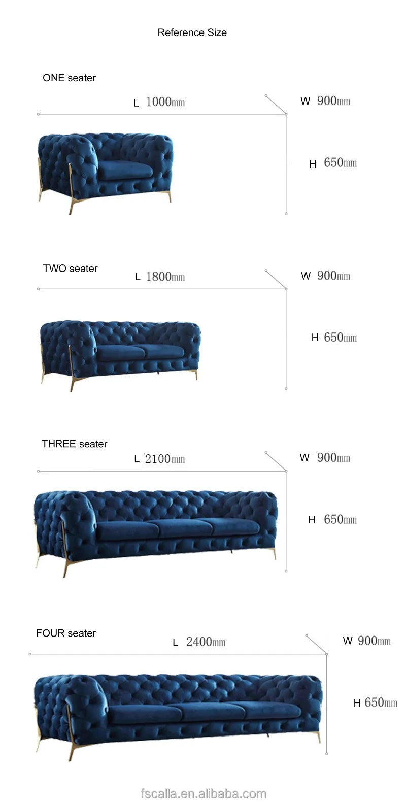 Home Furniture Chesterfield Design Royal Luxury Gold Foot Living Room Genuine Leather Velvet Sofa Set
