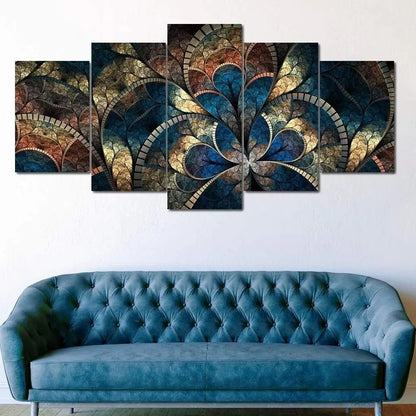 5 Panels Aesthetic Landscape Canvas Painting Abstract Natural Landscape Golden Light Art Luxury Posters Prints Living Room Decor