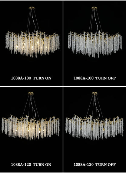 Round Gold Crystal Chandelier For Bedroom Living Room Dining Room Lounge Modern Luxury Gold Ceiling Crystal Branch Chandeliers
