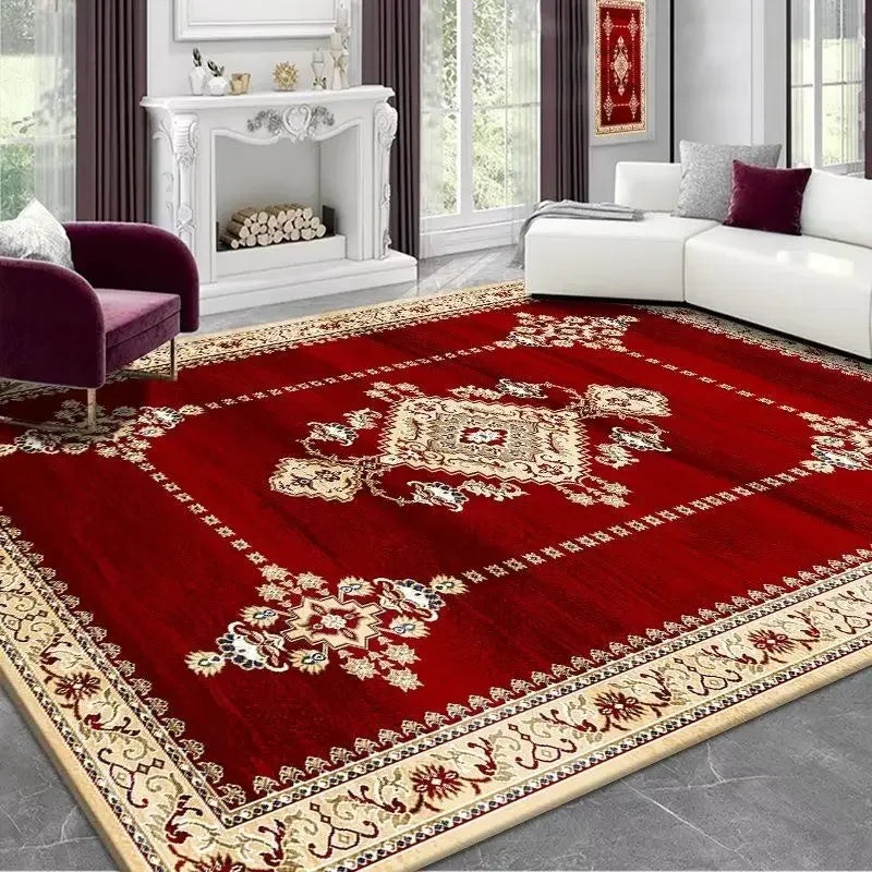 Vintage Persian Red Carpet Living Room High-end Luxury American Hairless Tea Table Rug Bedroom Bed End Anti-slip Large Area Mat