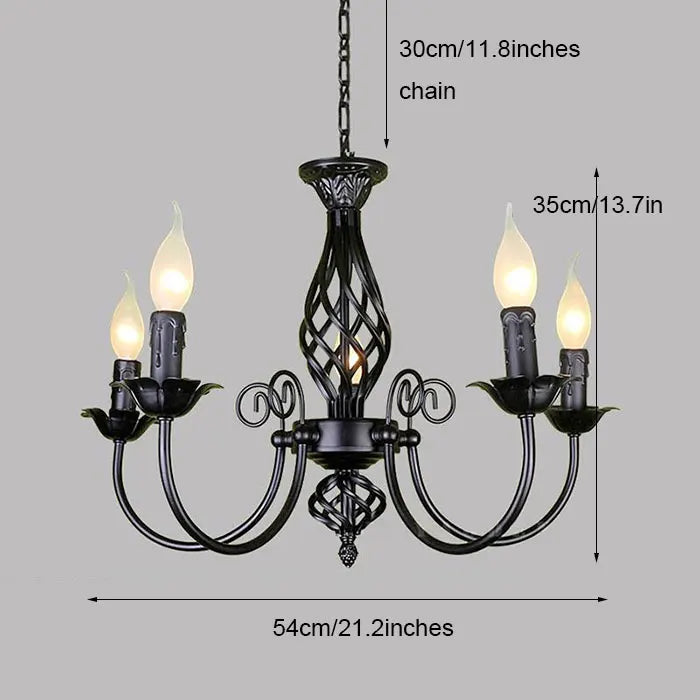 American Simple Living Room Light Modern Dining Room Bedroom Chandelier Black Iron Nordic Style Room Decoration Lighting Chandel