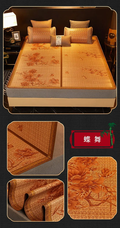 Double Fold Cool Mattress Summer Sleep Mat 100% Bamboo Mat Natural Comfortable High-quality Printed Mattress 1.8/2.0 Dormitory