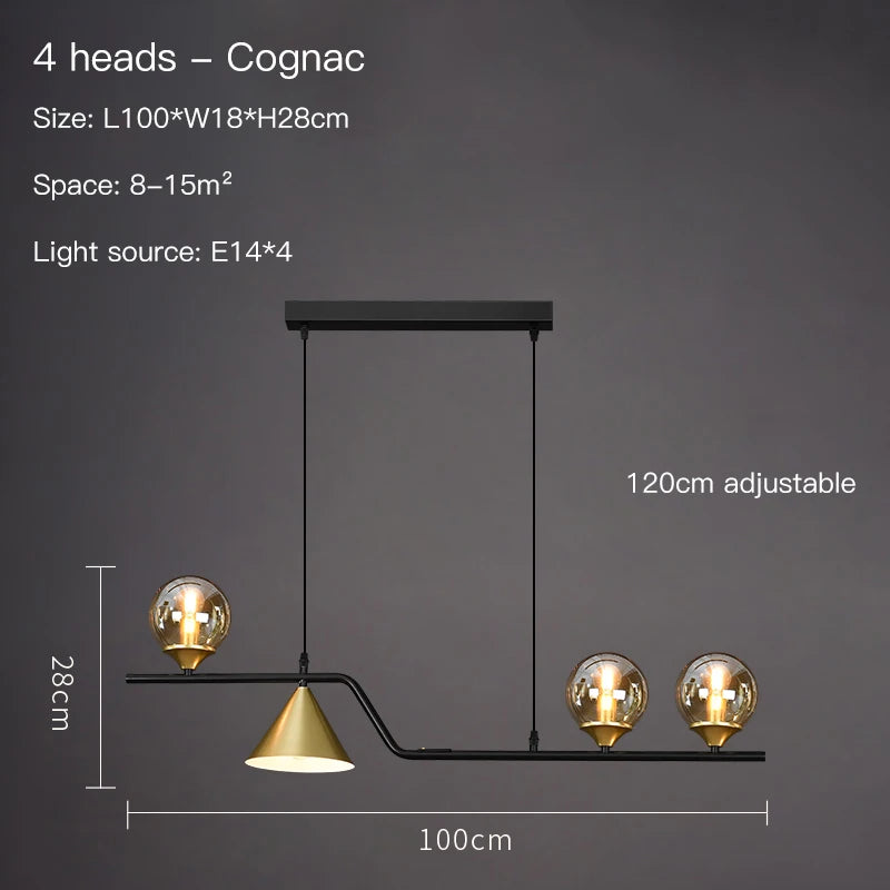 Nordic Black LED Chandelier For Living Room Kitchen Modern Home Indoor Ceiling Lighting Fixtures Glass Ball E14 Hanging Lamps