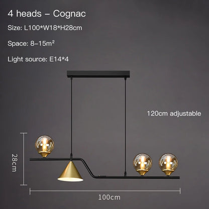 Nordic Black LED Chandelier For Living Room Kitchen Modern Home Indoor Ceiling Lighting Fixtures Glass Ball E14 Hanging Lamps