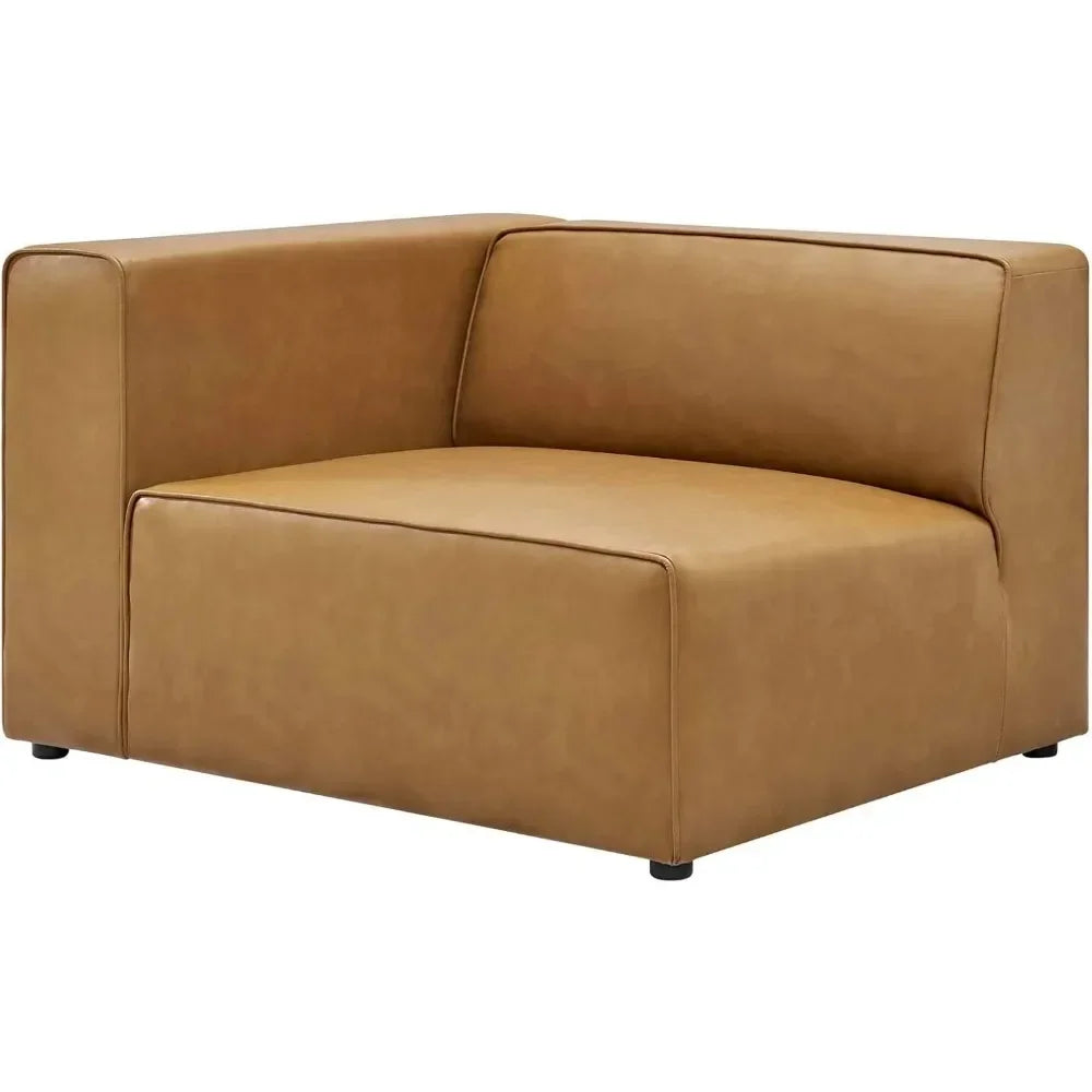 Mingle Vegan Leather 3-Piece Sectional Sofa, Tan