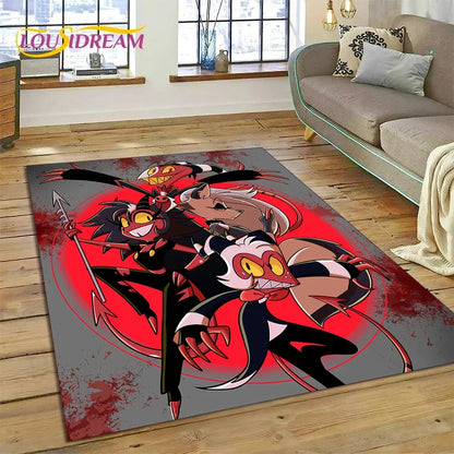 Cartoon H-Helluva Boss Blitzo H-Hazbin Hotel Carpet Rug for Bedroom Living Room Home Sofa Decoration,Child Large Decor Floor Mat