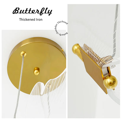 Butterfly Chandelier LED Ceiling Pendant Light Hanging Lamp Dining Living Room For Home Decora Indoor Lighting Bedroom Luminaire