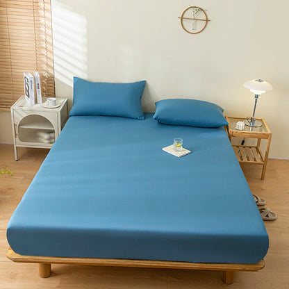 Waterproof Fitted Sheet Single Double Queen Size Mattress Cover Solid Color Fit Sheet 80x200 180x200 With Elastic Band Bed Sheet