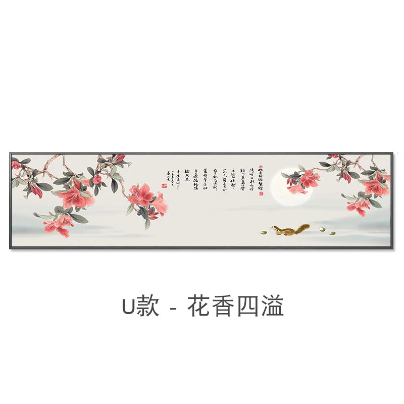 New Chinese Zen Flower and Bird Bedhead Painting Living Room Decoration Painting Sofa Background Wall Mural Painting Home Decor