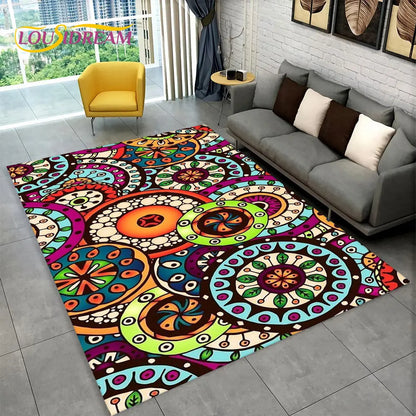Bohemia Mandala Geometric Area Rug,Carpet Rug for Home Living Room Bedroom Sofa Doormat Kitchen Decor,Kid Non-slip Floor Mats