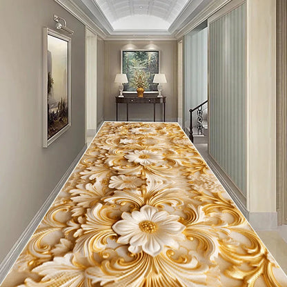 Luxury Long Corridor Carpet Non-slip Stairway Rug European Style Stairs Hallway Carpet Washable Runner Customizable Aisle Rug