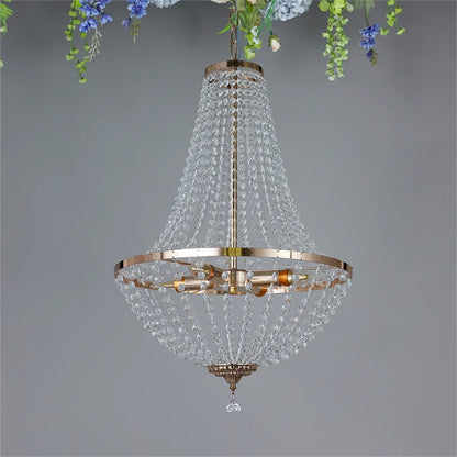 Modern Crystal Chandelier Retro Living Room Pendant Lighting Gold Finish Ceiling Light Fixture for Dining Room Foyer Bedroom