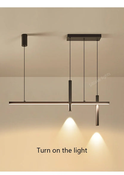 New restaurant chandelier modern simple dining room table bar lights long strip spotlight creative designer pendant lamps