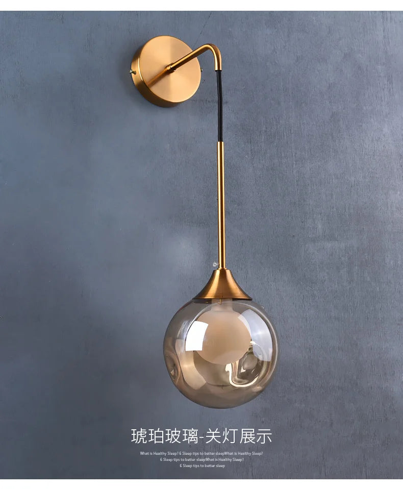 Modern Led Wall Lamp Glass Ball Gold Sconce Lighting Indoor Nordic Living Bedroom Kitchen Fixture Bedside Light Decor Luminaire