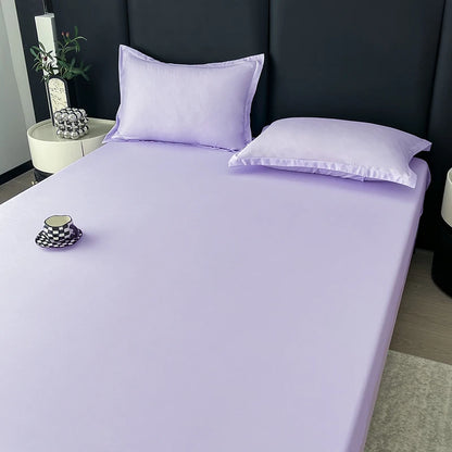 Solid Color Fitted Sheet with 2 Pillowcase Hotel Luxury Deep Pocket Sheet Soft Microfiber Breathable & Comfy Bed Sheet Set, Twin
