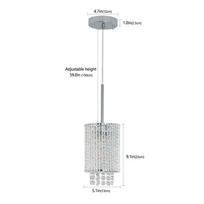 Modern Crystal Pendant Light 3-Pack Adjustable Chrome Hanging Ceiling Fixture with Clear Beads, Elegant Design (No Bulbs)