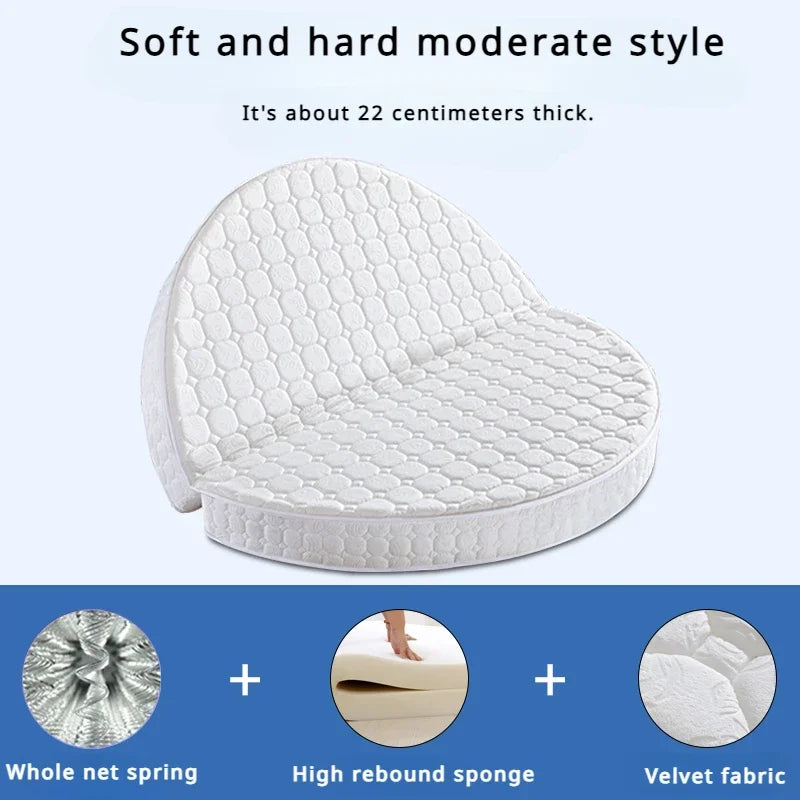 Double Spring Round Mattresses Folding Hard Foldable Queen Round Mattress King Size Sleeping Colchon Plegable Bedroom Furniture