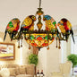 European Creative Chandelier Retro Art Stained Glass Parrot Bar Restaurant Living Room Bird Lamp Glass Tiffany Chandelier