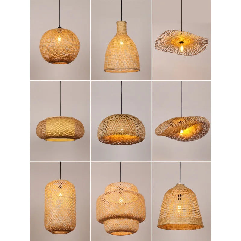 Bamboo Lantern Bamboo Woven Chandelier Chinese Restaurant Tea Room Chandelier Japanese Restaurant Straw Hat Rattan Woven Chandel