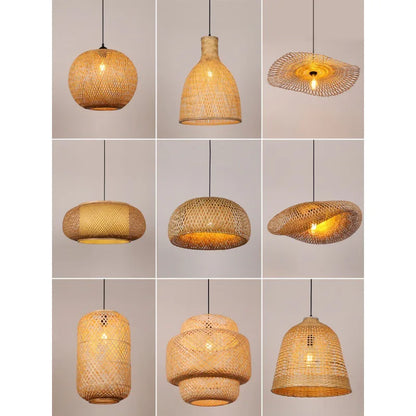 Bamboo Lantern Bamboo Woven Chandelier Chinese Restaurant Tea Room Chandelier Japanese Restaurant Straw Hat Rattan Woven Chandel