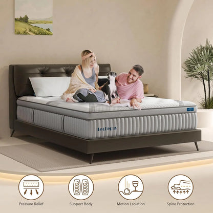 Full Mattress 14Inch Medium Plush Full Size Mattress in Box Hybrid Mattress with Memory Foam 7 Zone Individual Pocket Spring