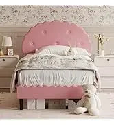 King and Headboard,Boucle Upholstered Platform Bed Frame,Modern Style,Soft Rounded Corners,No Box Spring Required,Easy
