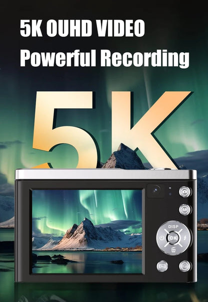 5K Digital Cameras Professional Camcorder 10X Optical Zoom 56MP Front and Rear Camera Ultra Bright Flash Camera Household Camera