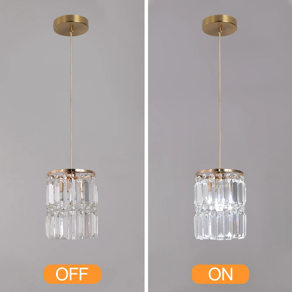 Nordic Copper LED Pendant Light Luxury Crystal Ceiling Lamps Modern Chandelier Lustre Dining Table Bar Kitchen Island Fixtures