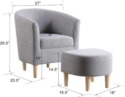 Accent Chair, Sherpa Chair White Fluffy Chair Teddy Barrel Chair with Ottoman Comfy ArmChair Footrest Set