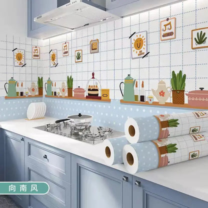 Kitchen Stove Oil-proof Sticker Waterproof High Temperature Resistant Wallpapers Kitchen Decoration Self Adhesive Contact Paper