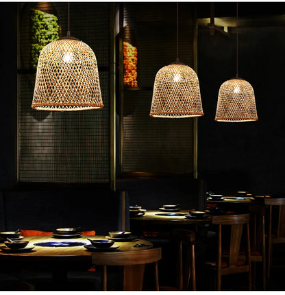 Zen Bamboo Chandelier New Chinese Lantern Hotel Chinese Style Restaurant Restaurant Bamboo Artwork Duplex Staircase Long Chandel
