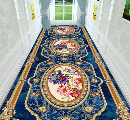 Luxury Classic Style Lobby Long Corridor Carpet Floral Wedding Passageway Large Area Rug Comfortable Washable Non-slip Floor Mat