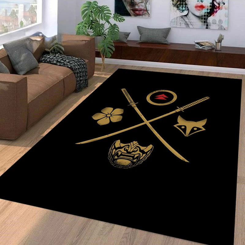 15 Size Samurai Spirits Pattern Rug Carpet for Living Room Bathroom Mat Creative Doormat Carpet for Bedroom Home Decor Play Mat