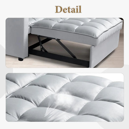 Convertible Sofa Bed 3-in-1 Multi-Functional Velvet Sleeper Couch Pull-Out Bed, 48'' Bed Chaise Lounge with Backrest and Pillows