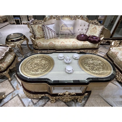Solid wood carved fabric sofa classic Turkish furniture living room sofa